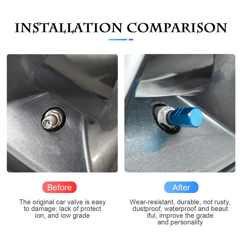 Fekey&JF 16 PCS Car Tire Valve Stem Caps, Waterproof Airtight Car Wheel Tire Valve Stem Covers Universal for Cars, Bicycles, Trucks, Motorcycles, Car Accessories for Men Women (Light Blue) - Image 4